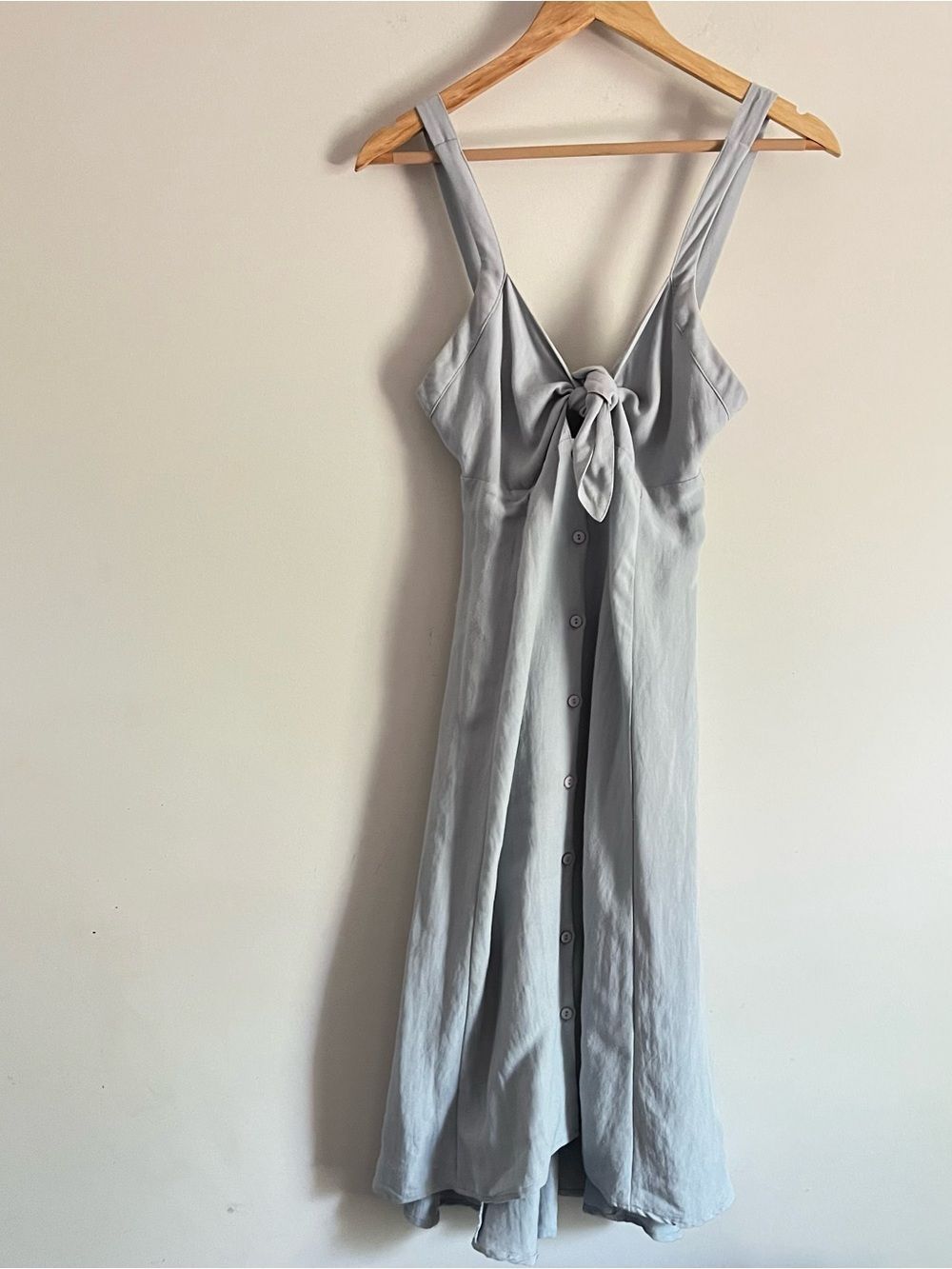 ASTR The Label Linen Tie Front Midi Blue Dress Size Small Formal wedding guest - Picture 6 of 12